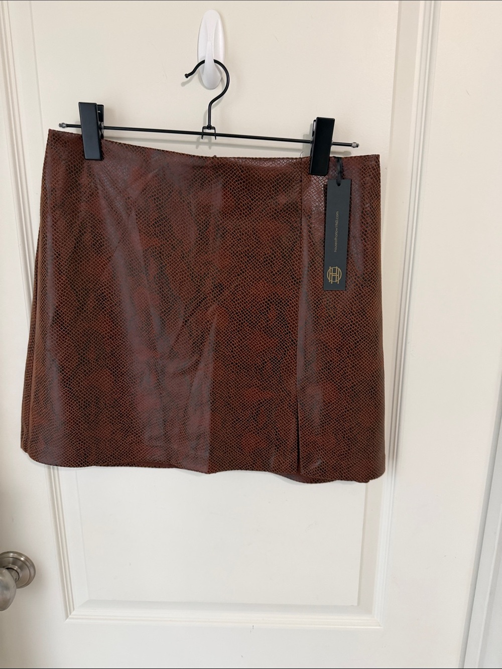 House of Harlow 1960 Cognac Brown Faux Snake Mini Skirt